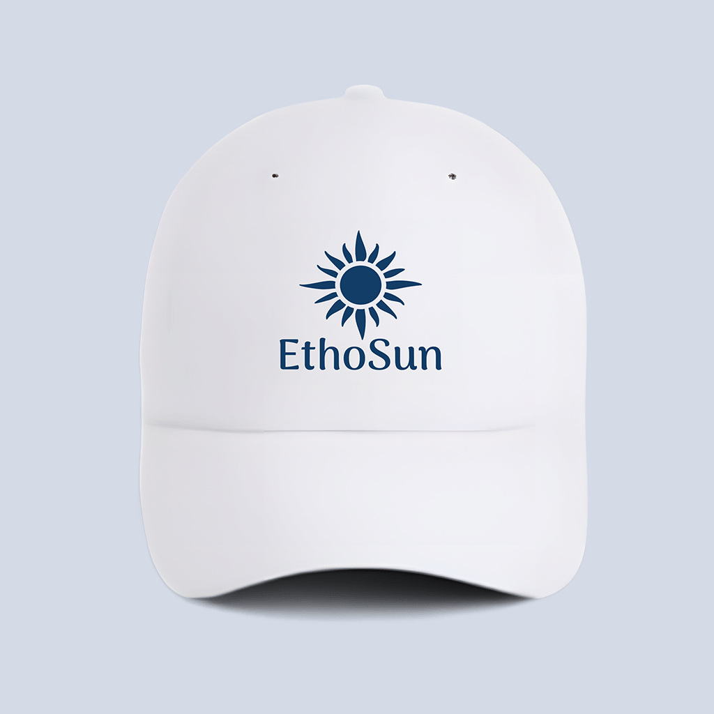 White baseball cap with adjustable back for sun protection and all-day comfort