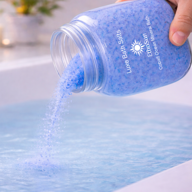 Cobalt Ocean and Sandstone Luxe Mineral Bath Salts 8 oz