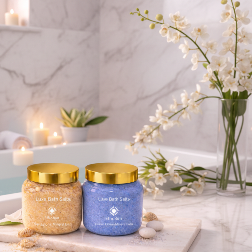 Cobalt Ocean and Sandstone Luxe Mineral Bath Salts 8 oz