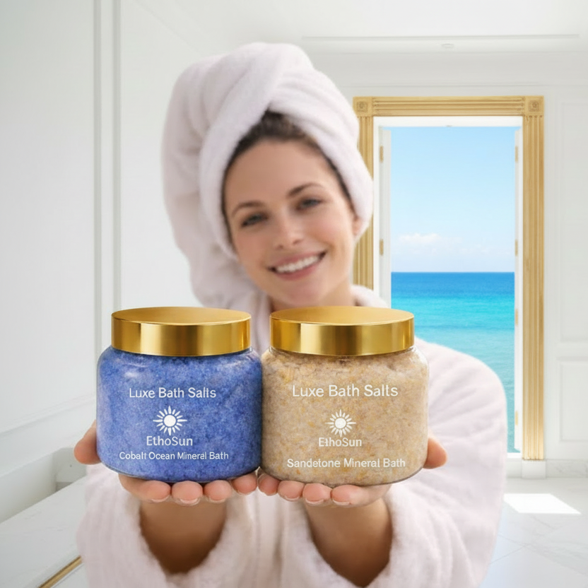 Cobalt Ocean and Sandstone Luxe Mineral Bath Salts 8 oz